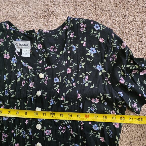 Vtg Floral Midi Dress Womens 8 Cottagecore Peasant Prairie Button Up Boho Retro - Picture 8 of 9